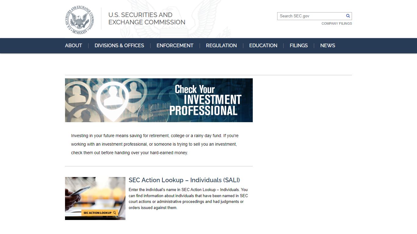 SEC.gov | Check Your Investment Professional